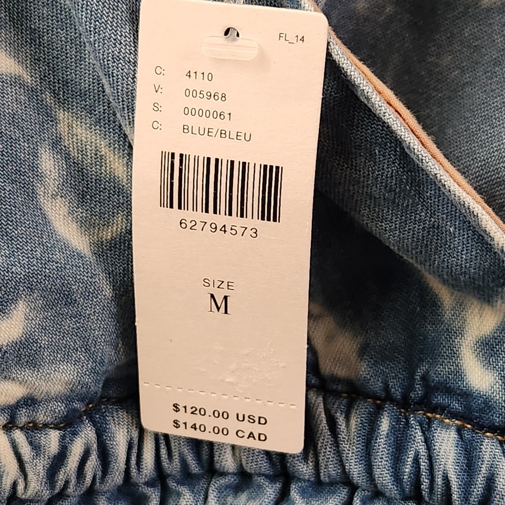 Anthropologie Porridge Blue Tie-Dye Denim Tank Top Women's Faux Wrap Medium NWT - Picture 6 of 11